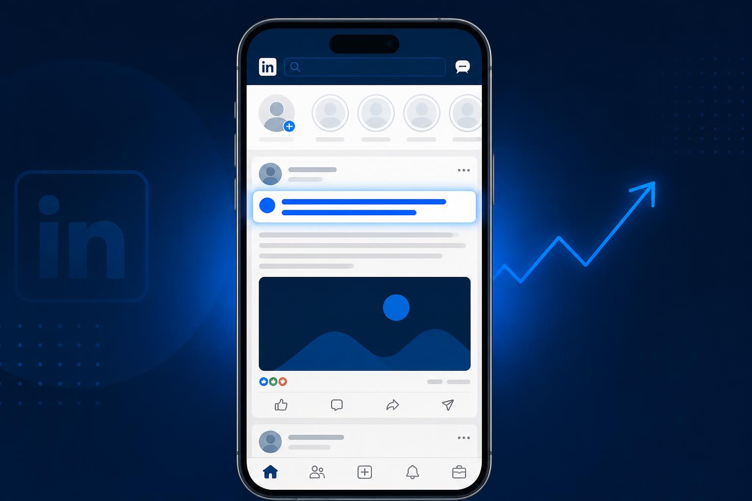 Exemples d'accroches LinkedIn affichées sur un fil d'actualité mobile